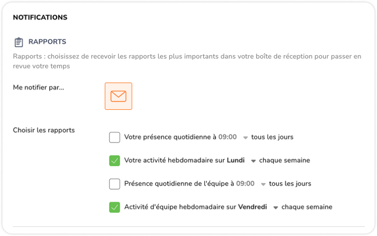 Rapports de notification
